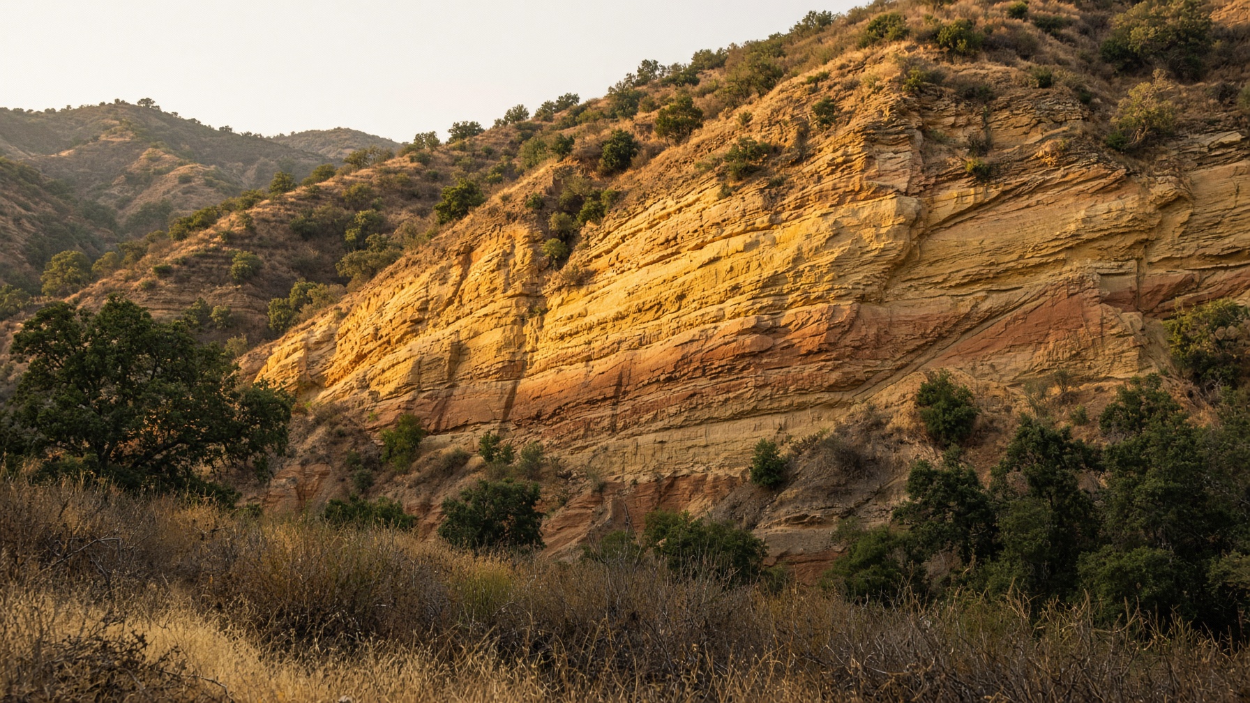 Sedimentary strata in inland Southern California